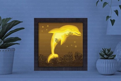 Dolphin Paper Cut Light Box Graphics Template