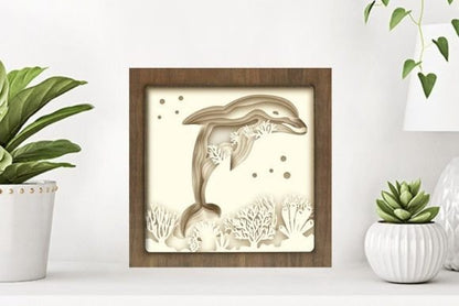 Dolphin Paper Cut Light Box Graphics Template
