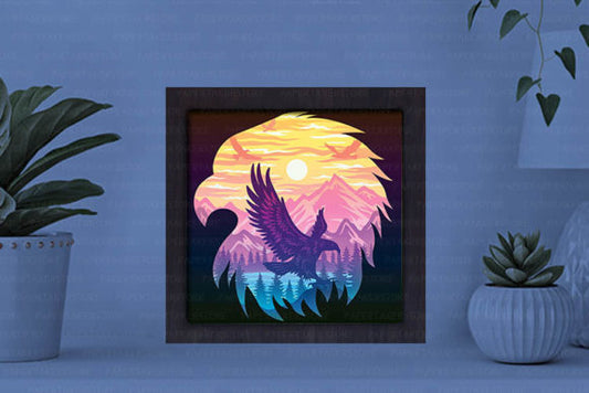 Eagle Paper Cut Light Box Graphics Template