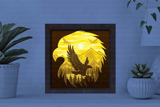 Eagle Paper Cut Light Box Graphics Template