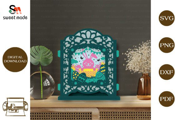 Easter Rabbit Pop Up Light Box File Paper Cut Template Cricut File