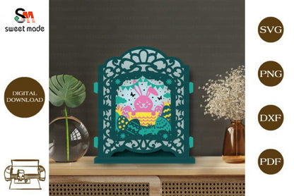 Easter Rabbit Pop Up Light Box File Paper Cut Template Cricut File