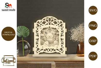 Easter Rabbit Pop Up Light Box File Paper Cut Template Cricut File