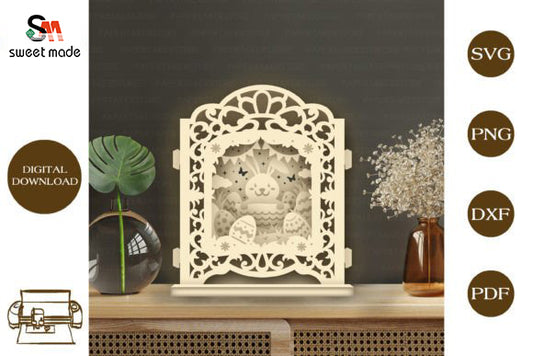 Easter Rabbit Pop Up Light Box File Paper Cut Template Cricut File