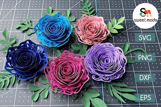 Elegant Rolled Paper Flower SVG Template