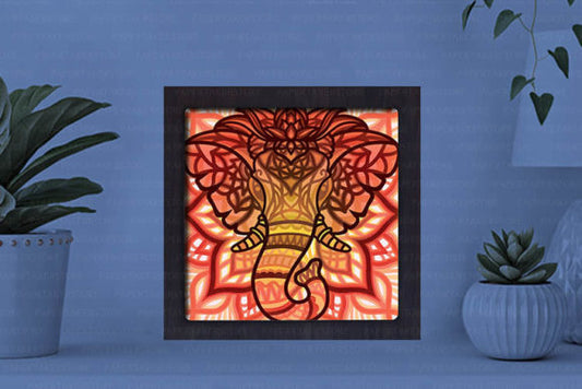 Elephant Paper Cut Light Box Graphics Template