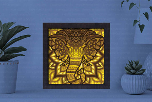 Elephant Paper Cut Light Box Graphics Template