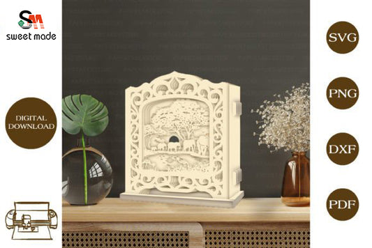 Elephant Pop Up Light Box File Paper Cut Template Cricut File