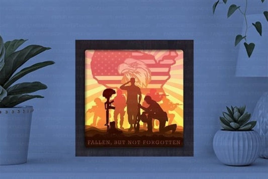 Fallen Soldier Paper Cut Light Box Graphics Template
