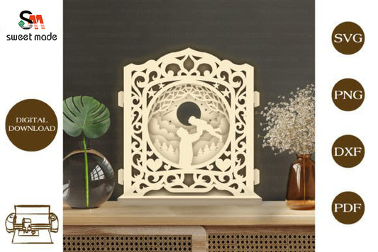 Fathers Day Pop Up Light Box File Paper Cut Template Cricut File