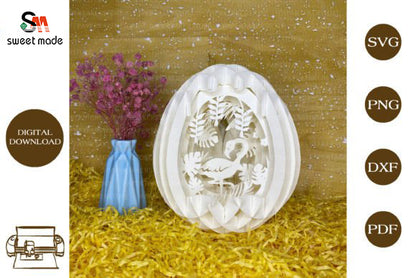 Flamingo Pop Up Egg Light Box Paper Cut Template Cricut File