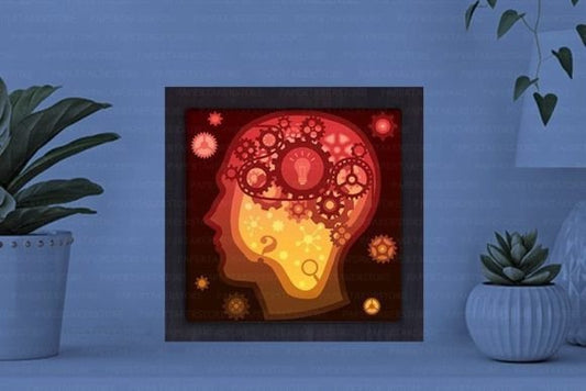 Gear Brain Paper Cut Light Box Graphics Template