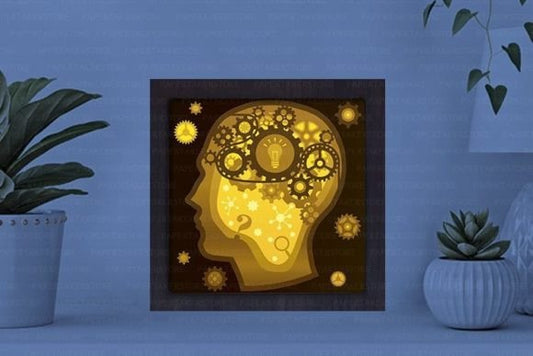 Gear Brain Paper Cut Light Box Graphics Template