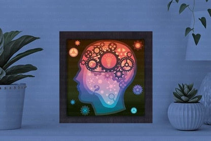 Gear Brain Paper Cut Light Box Graphics Template