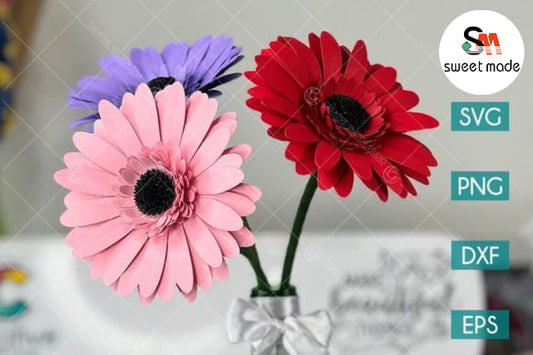 Gerbera Paper Flower SVG Template