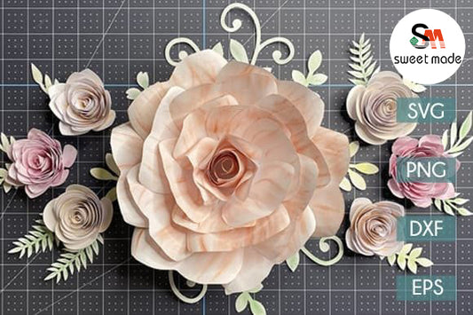 Giant Rose Paper Flower SVG Template
