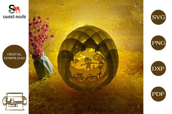 Halloween-1 Pop Up Egg Light Box Paper Cut Template Cricut File