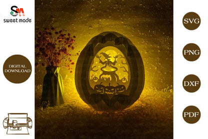 Halloween-2 Pop Up Egg Light Box Paper Cut Template Cricut File