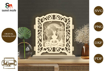 Halloween Cat Pop Up Light Box File Paper Cut Template Cricut File