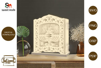 Hanukkah Pop Up Light Box File Paper Cut Template Cricut File