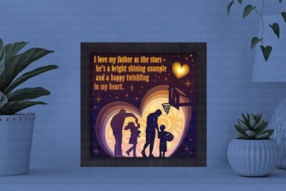 Happy Fathers Day Paper Cut Light Box Graphics Template -1