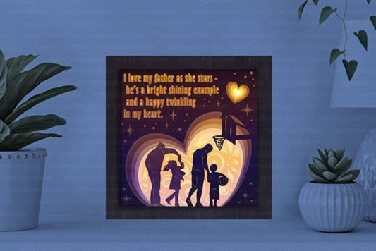 Happy Fathers Day Paper Cut Light Box Graphics Template -1