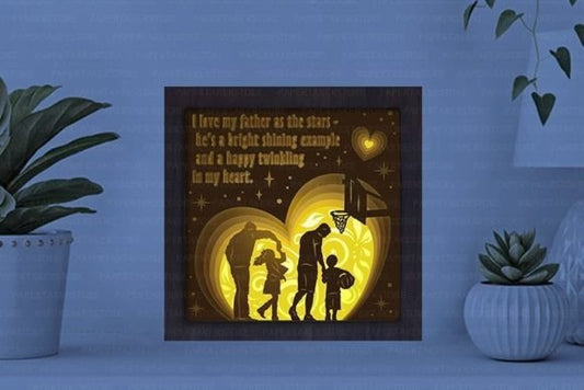 Happy Fathers Day Paper Cut Light Box Graphics Template -1
