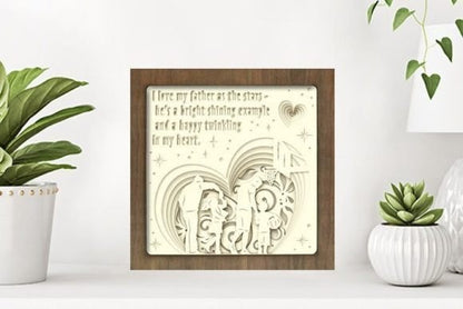 Happy Fathers Day Paper Cut Light Box Graphics Template -1