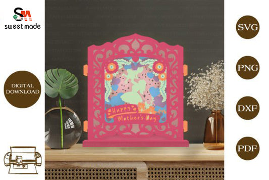 Happy Mothers Day Pop Up Light Box File Paper Cut Template Cricut File