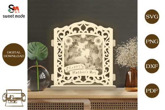 Happy Mothers Day Pop Up Light Box File Paper Cut Template Cricut File