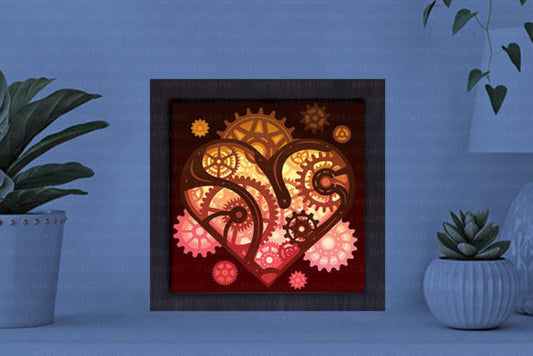 Heart-Gear Paper Cut Light Box Graphics Template