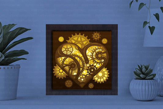 Heart-Gear Paper Cut Light Box Graphics Template