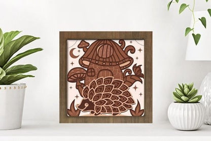 Hedgehog Paper Cut Light Box Graphics Template