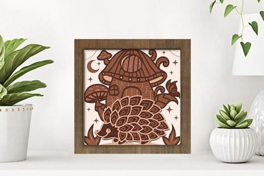 Hedgehog Paper Cut Light Box Graphics Template