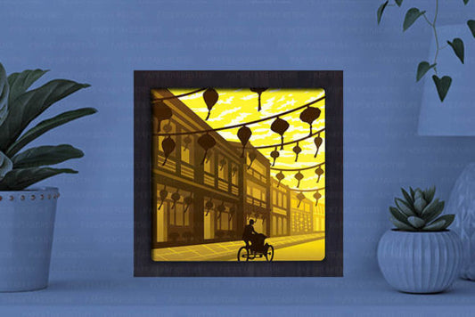 Hoi an Ancient Town Paper Cut Light Box Graphics Template