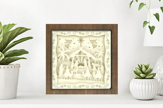 Holy Night Paper Cut Light Box Graphics Template