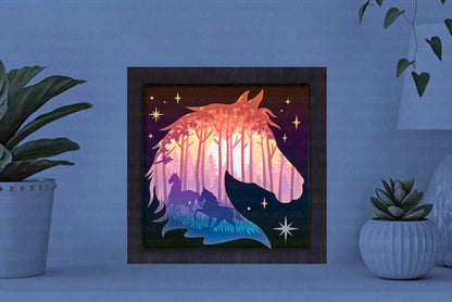 Horse Paper Cut Light Box Graphics Template