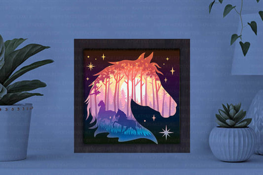 Horse Paper Cut Light Box Graphics Template