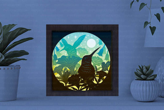 Hummingbird Paper Cut Light Box Graphics Template