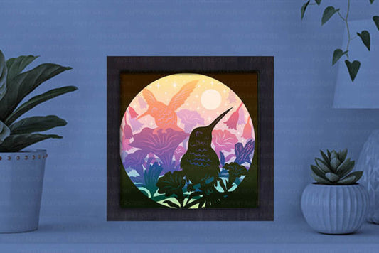 Hummingbird Paper Cut Light Box Graphics Template