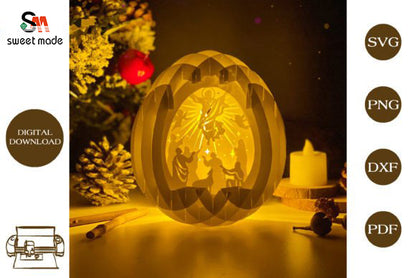 Jesus-3 Pop Up Egg Light Box Paper Cut Template Cricut File