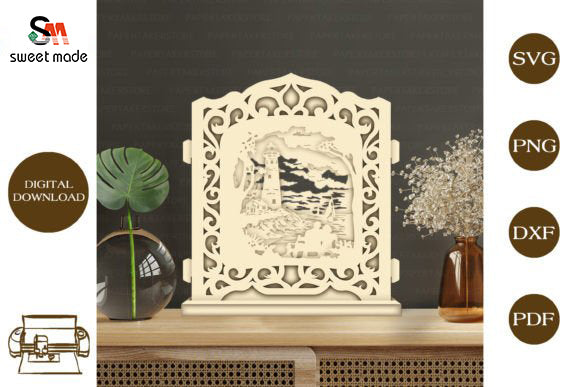 Lighthouse Pop Up Light Box File Paper Cut Template Cricut File