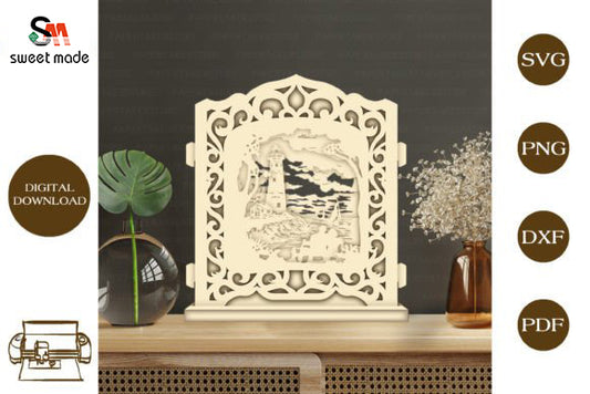 Lighthouse Pop Up Light Box File Paper Cut Template Cricut File