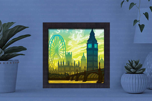 London Paper Cut Light Box Graphics Template
