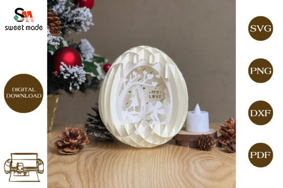 Love Pop Up Egg Light Box Paper Cut Template Cricut File