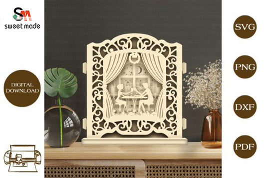 Love Pop Up Light Box File Paper Cut Template Cricut File