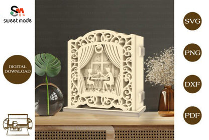 Love Pop Up Light Box File Paper Cut Template Cricut File