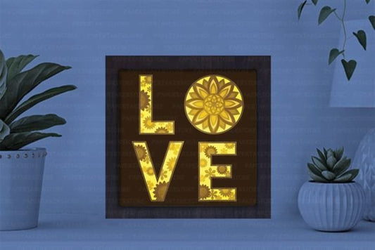 Love Sunflower Paper Cut Light Box Graphics Template