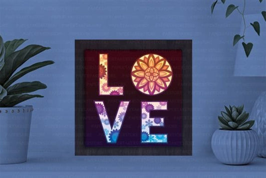 Love Sunflower Paper Cut Light Box Graphics Template
