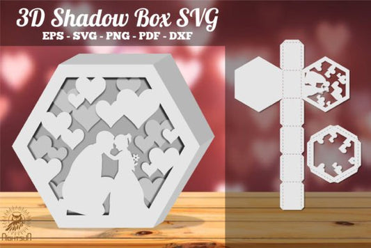 Love of Father and Son 3D Shadow Box Paper Cut Template（Hexagon）